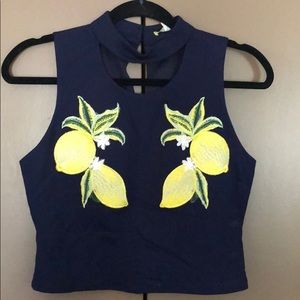 Lemons/Navy crop top